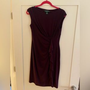 Purple Lauren by Ralph Lauren dress, size 8, with ruched front design